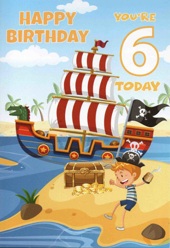 Picture of YOURE 6 TODAY HAPPY BIRTHDAY PIRATE CARD